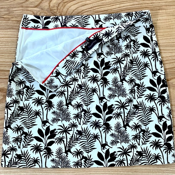 TALBOTS Tropical A-Line Cotton Skirt Black & White - Picture 4 of 8